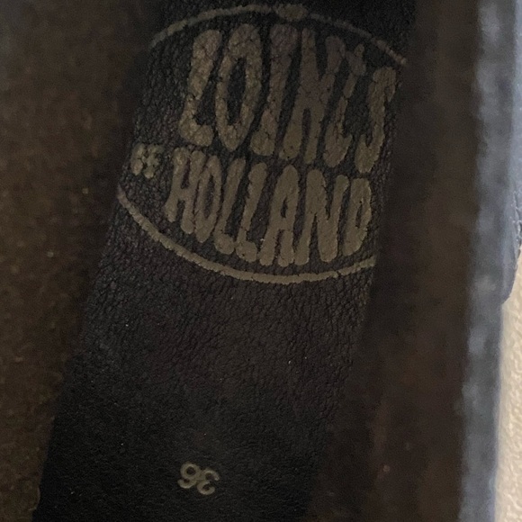 LOINTS OF HOLLANDER Low Wedge Lug Boot Lightning Black Nubuck Leather Re… - Picture 6 of 17